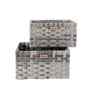Set Of 3 Grey Plastic  Stackable Wicker Organiser