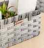 Set Of 3 Grey Plastic  Stackable Wicker Organiser