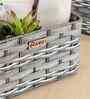 Set Of 3 Grey Plastic  Wicker Bathroom Organiser