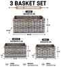 Set Of 3 Grey Plastic  Wicker Bathroom Organiser