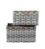 Set Of 3 Grey Plastic  Wicker Bathroom Organiser