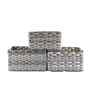 Set Of 3 Grey Plastic  Wicker Bathroom Organiser