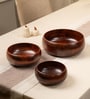 Set of 3 Mrida Serving Bowl Set Handcrafted Acacia Wood Bowls