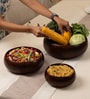 Set of 3 Mrida Serving Bowl Set Handcrafted Acacia Wood Bowls