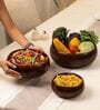 Set of 3 Mrida Serving Bowl Set Handcrafted Acacia Wood Bowls