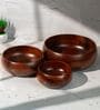 Set of 3 Mrida Serving Bowl Set Handcrafted Acacia Wood Bowls