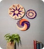 Set Of 3 Orange Sabai Grass Sunburst Set Wall Plate