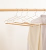 Set of 3 Premium Wood and Metal Shirt Hangers with Wooden Bar, Ergonomic Ends, and Scratch-Resistant Finish