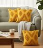 Set of 3 Sunny Yellow Tufted Throw Cushion Covers (18x18)
