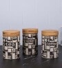 Set of 3 The Pantry Luxe Ceramic and Wooden Jar Containers