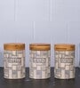 Set of 3 The Pantry Luxe Ceramic and Wooden Jar Containers
