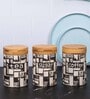 Set of 3 The Pantry Luxe Ceramic and Wooden Jar Containers