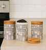 Set of 3 The Pantry Luxe Ceramic and Wooden Jar Containers