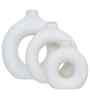 Set of 3 White Ceramic Donut Shape Flower Vase for Home Decoration Living Room Office|Donut Vase Showpiece Gift for Housewarming Birthday