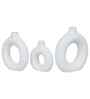 Set of 3 White Ceramic Donut Shape Flower Vase for Home Decoration Living Room Office|Donut Vase Showpiece Gift for Housewarming Birthday