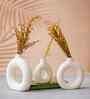 Set of 3 White Ceramic Donut Shape Flower Vase for Home Decoration Living Room Office|Donut Vase Showpiece Gift for Housewarming Birthday