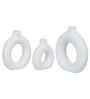Set of 3 White Ceramic Donut Shape Flower Vase for Home Decoration Living Room Office|Donut Vase Showpiece Gift for Housewarming Birthday
