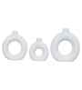 Set of 3 White Ceramic Donut Shape Flower Vase for Home Decoration Living Room Office|Donut Vase Showpiece Gift for Housewarming Birthday