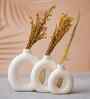 Set of 3 White Ceramic Donut Shape Flower Vase for Home Decoration Living Room Office|Donut Vase Showpiece Gift for Housewarming Birthday