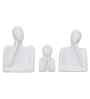 Set of 3 White Ceramic Handcrafted Happy Family Statue Sculpture|Thinking Face People Figurines Home Decor Items Showpiece for Living Room Bedroom Table Shelf TV Unit|Gift for Birthday