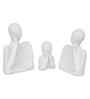Set of 3 White Ceramic Handcrafted Happy Family Statue Sculpture|Thinking Face People Figurines Home Decor Items Showpiece for Living Room Bedroom Table Shelf TV Unit|Gift for Birthday