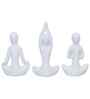 Set of 3 White Ceramic Meditation Yoga Pose Statue|Yoga Women Figurine Home Decor Items Showpiece for Meditation Room Living Room Bedroom Table Shelf TV Unit|Gift for Birthday