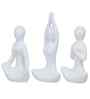Set of 3 White Ceramic Meditation Yoga Pose Statue|Yoga Women Figurine Home Decor Items Showpiece for Meditation Room Living Room Bedroom Table Shelf TV Unit|Gift for Birthday
