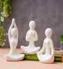 Set of 3 White Ceramic Meditation Yoga Pose Statue|Yoga Women Figurine Home Decor Items Showpiece for Meditation Room Living Room Bedroom Table Shelf TV Unit|Gift for Birthday
