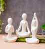 Set of 3 White Ceramic Meditation Yoga Pose Statue|Yoga Women Figurine Home Decor Items Showpiece for Meditation Room Living Room Bedroom Table Shelf TV Unit|Gift for Birthday