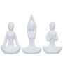 Set of 3 White Ceramic Meditation Yoga Pose Statue|Yoga Women Figurine Home Decor Items Showpiece for Meditation Room Living Room Bedroom Table Shelf TV Unit|Gift for Birthday