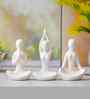 Set of 3 White Ceramic Meditation Yoga Pose Statue|Yoga Women Figurine Home Decor Items Showpiece for Meditation Room Living Room Bedroom Table Shelf TV Unit|Gift for Birthday