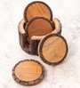 Set of 4 Acacia Wood Coaster with Holder