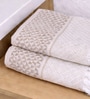 Set Of 4 Beige Cotton Hand Towels