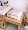 Set Of 4 Beige Cotton Hand Towels