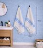 Set Of 4 Blue Cotton Hand Towels