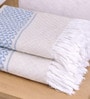 Set Of 4 Blue Cotton Hand Towels