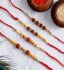 Set of 4 Designer Rudraksha Rakhis with Roli Chawal Pack