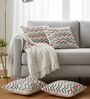 Set of 4 Embroidered Chevron Throw Cushion Covers (18x18)