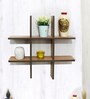 Straight Set of 4 Gold Engineered Wood Wall Shelf