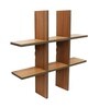 Straight Set of 4 Gold Engineered Wood Wall Shelf