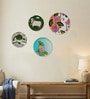 Set of 4 Flamingo Garden Metallic Wall Plates