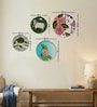 Set of 4 Flamingo Garden Metallic Wall Plates