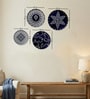 Set of 4 Indigo Starburst Metallic Wall Plates