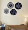 Set of 4 Indigo Starburst Metallic Wall Plates