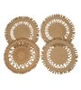 Set of 4 Jute Material Geometric Reversible Table Runners