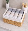 Set Of 4 Navy Blue Cotton Hand Towels