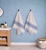 Set Of 4 Navy Blue Cotton Hand Towels