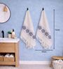 Set Of 4 Navy Blue Cotton Hand Towels