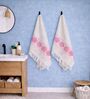 Set Of 4 Pink Cotton Hand Towels