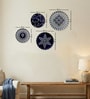 Set of 4 Royal Blue Starburst Metallic Wall Plates